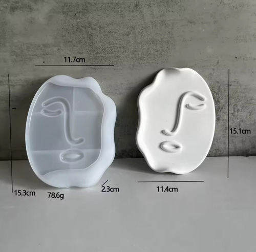 Molde De Silicona Para Charola Con Forma De Cara Yeso Cement