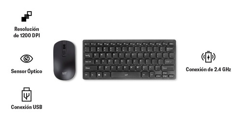 Teclado Y Mouse Inalámbrico Pc Computadora Combo  2 En 1 Color del teclado Negro