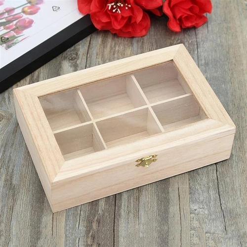 Caja De Te Madera Caja Para Té Rustica Organizador Costurero