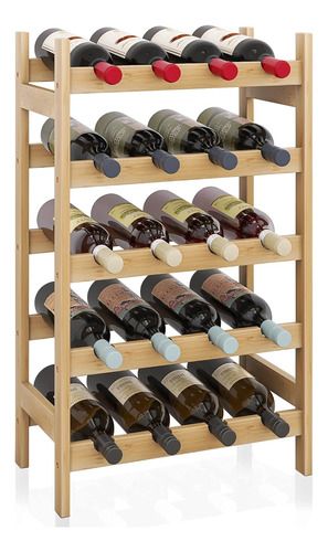 Soporte De Botellas De Vino De Bambú, Exhibidor De 20 ...