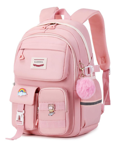 Mochila Escolar Con Multiples Bolsillos Musevos Rosa