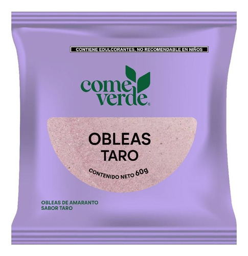 4 Pzas Nuevo Obleas De Amaranto Come Verde Sabor Taro 60 G