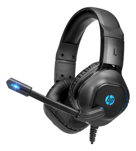 Auriculares Gamer Hp Over-ear Stereo Ajustable Con Microfono Color Negro Luz Azul marino