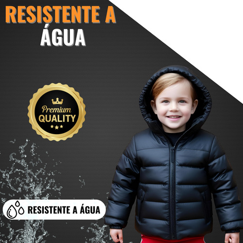 Jaqueta Puffer Infantil Masculino Pelinhos E Touca Inverno
