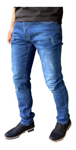 Imagen 1 de 7 de Jeans Hombre Elasticados Slim Azul