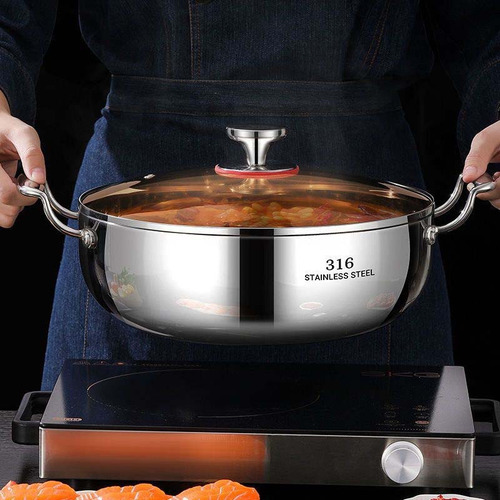 Olla De Sopa C Con Tapa De Vidrio De Acero Inoxidable Ho 000