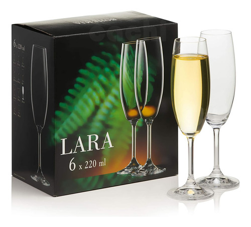 Copa De Champagne De Cristal De Bohemia X 6 220ml Lara