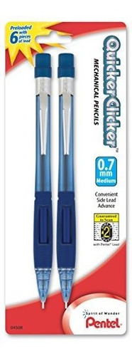 Portaminas 0.7mm Pentel Quicker Clicker Transparent Blue Bar