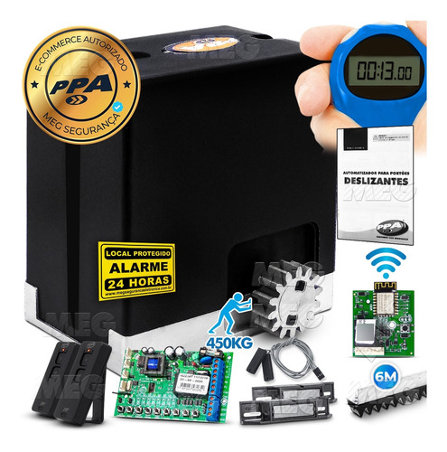 Kit 1 Motor Ppa Dz Hub Wifi 6m Crem 2 Control Portão 450kg