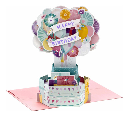 Paper   Pop Up Tarjeta De Cumpleaños Para Mujer Globos...