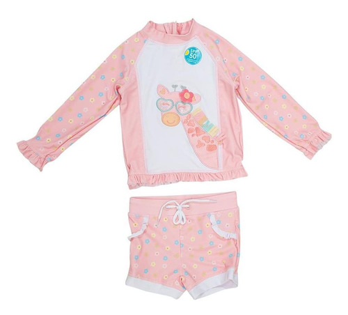 Traje De Baño Uv 2 Pcs Bebé Niña Rosado Pillin