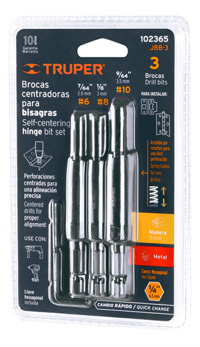 Juego De 3 Brocas Para Bisagra Truper