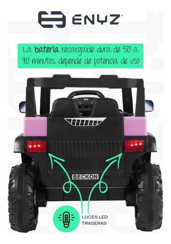 Camioneta Montable Eléctrico Con Control Remoto Para Niña Niño Con Asientos De Piel Carro Todo Terreno Bcx-7 Rosa Delfin Enyz Led Neon Y Muticolor Música Bluetooth Edades De 2 A 5 Años