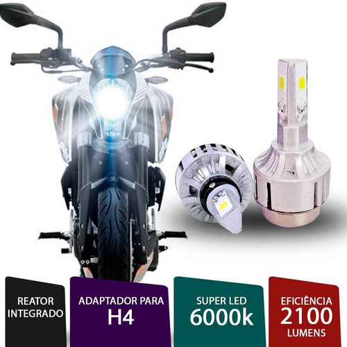 Lâmpada Super Led 3d H4 / H7 6000k Para Moto Fazer 150 Ubs