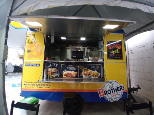 Trailer Food Truck 4mx3m Freio - 10x Cartão/ Tenda/ Tv/ Comp