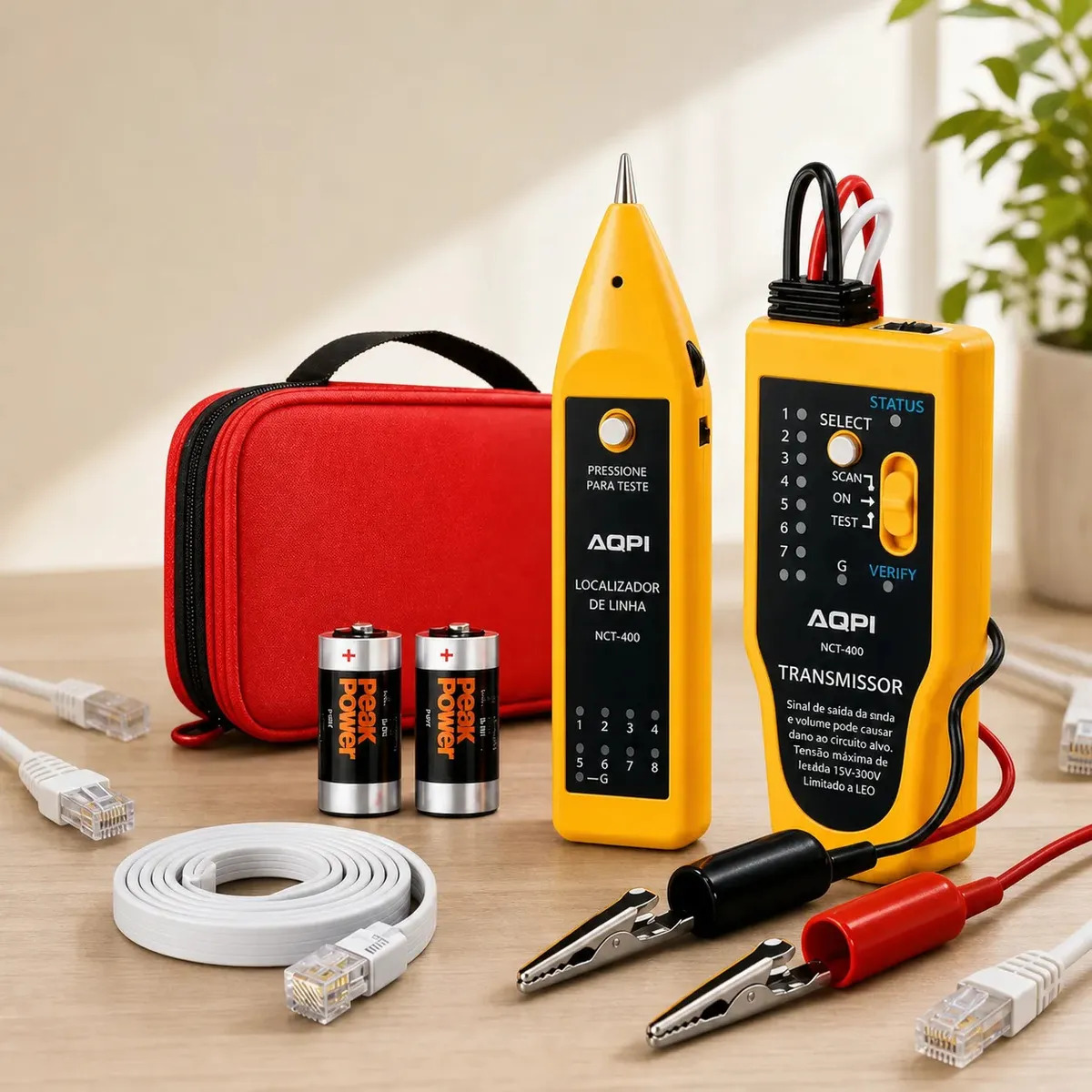 Kit Rastreador e Testador de Cabos RJ45 e RJ11 com Fone de Ouvido AQPI
