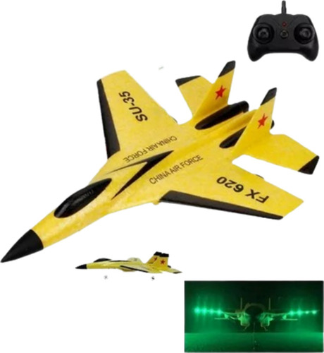 Avião Com Controle Remoto 2.4g Su35 Fx 620 Alcance 120 Mts Amarelo Avião De Brinquedo