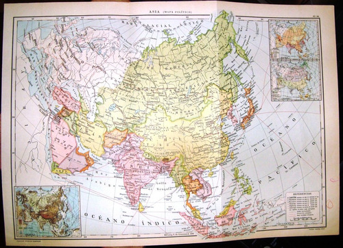 Mapa Asia 1950 Asiatico Peuser China Japon Urss Nepal 50x38