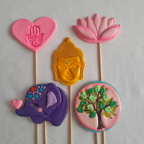 Adorno Torta Topper Porcelana F Madres Dulce Espera Mujer X4 Rosa Mamá - Dulce Espera - Mujer