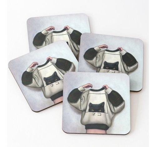 Set Posavasos Suéter Gato Grande Calidad Premium