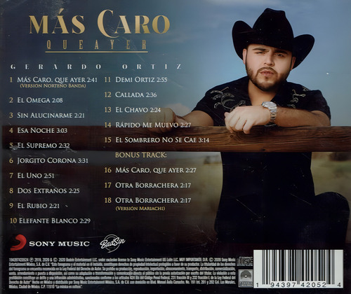 Gerardo Ortiz - Mas Caro Que Ayer - Disco Cd (18 Canciones)