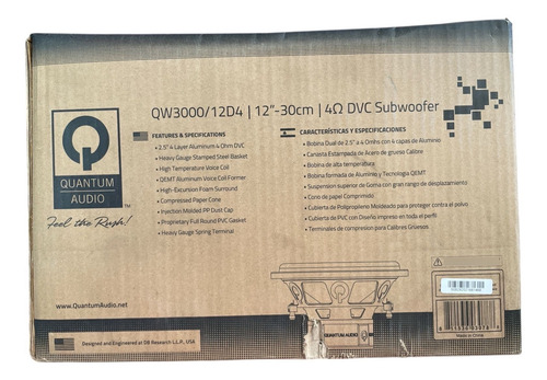 Subwofeer 12 Quantum Audio Qw3000/12d4 1500rms Doble Bobina Negro