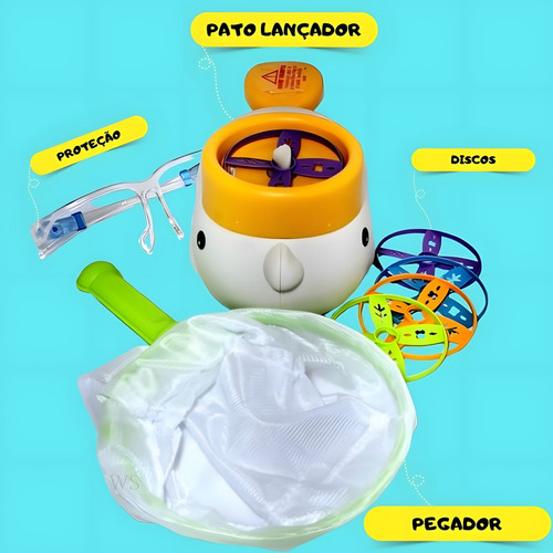 Brinquedo Pato Duck Lançador Argola Atirador D Disco Voador