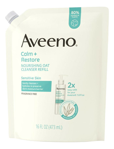 Aveeno Limpiador Calm + Restore Refill 473ml Avena Nutritiva