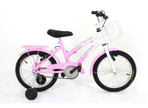 Bicicleta  de passeio infantil WRP Cindy Baby aro 16 freios v-brakes e cantilever cor rosa/branco com rodas de treinamento