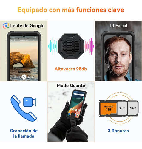 A Rugged Phones Unlocked, 2024 Blackview Bv6200 Waterproof Rugged Smartphone, 13000mah Battery 18w Fast Charge, Android 13, 4gb+64gb/2tb Expand