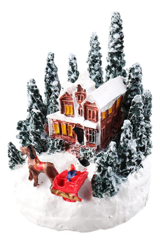 Casa Iluminada Navideña, Figuras Navideñas En Miniatura De