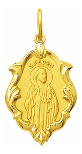 Medalha 2.6 Cm Sao Pedro Ouro 18k Pingente Ornato Fdms - 3