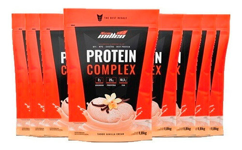 Combo - 8x Protein Complex Premium - 1800g Cada - New Millen Sabor Baunilha