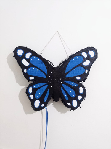 Piñata Artesanal Mariposa Brillo Azul