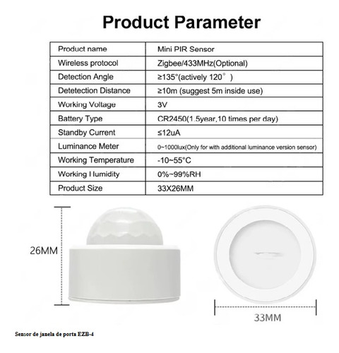 Sensor De Presença Zigbee Tuya Pir Ewelink Similar Sonoff