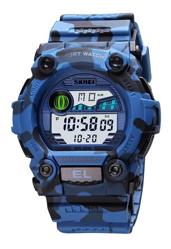 Reloj Skmei 1633 Militar Camuflado Azul Sumergible Crono