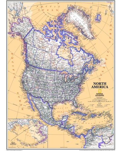 Mapa América Do Norte 65cmx90cm Politico - Plastificado