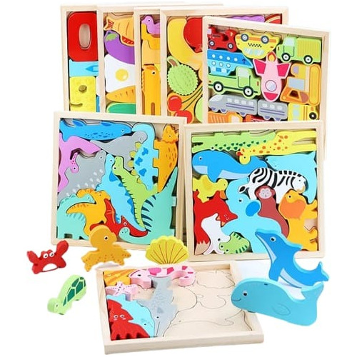 Juego De Puzzle Didactico, Bloques De Madera 3d