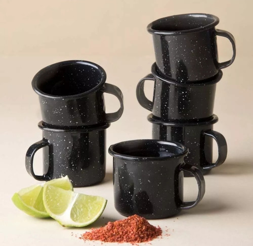 Mini Tazas Peltre Pocillo Salsera Tequilero Restaurante 8pz 