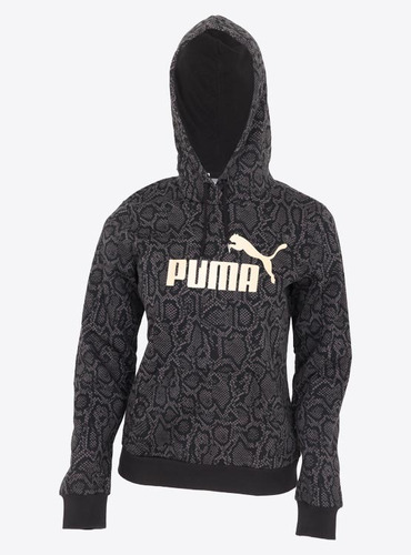 Imagen 1 de 3 de Poleron Puma Ess+ Aop Hoodie Fl Negro