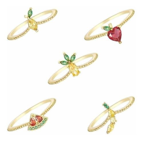 Juego De Anillos De Cesta De Frutas Bonitas De Aloecye Chapa