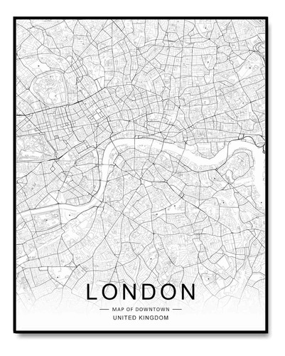 Mapa Del Centro De Ciudad De Londres Arte De Pared Mapa...