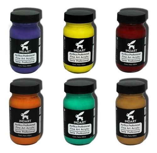 Set De Arte Profesional Indart Con 6 Colores De 100ml