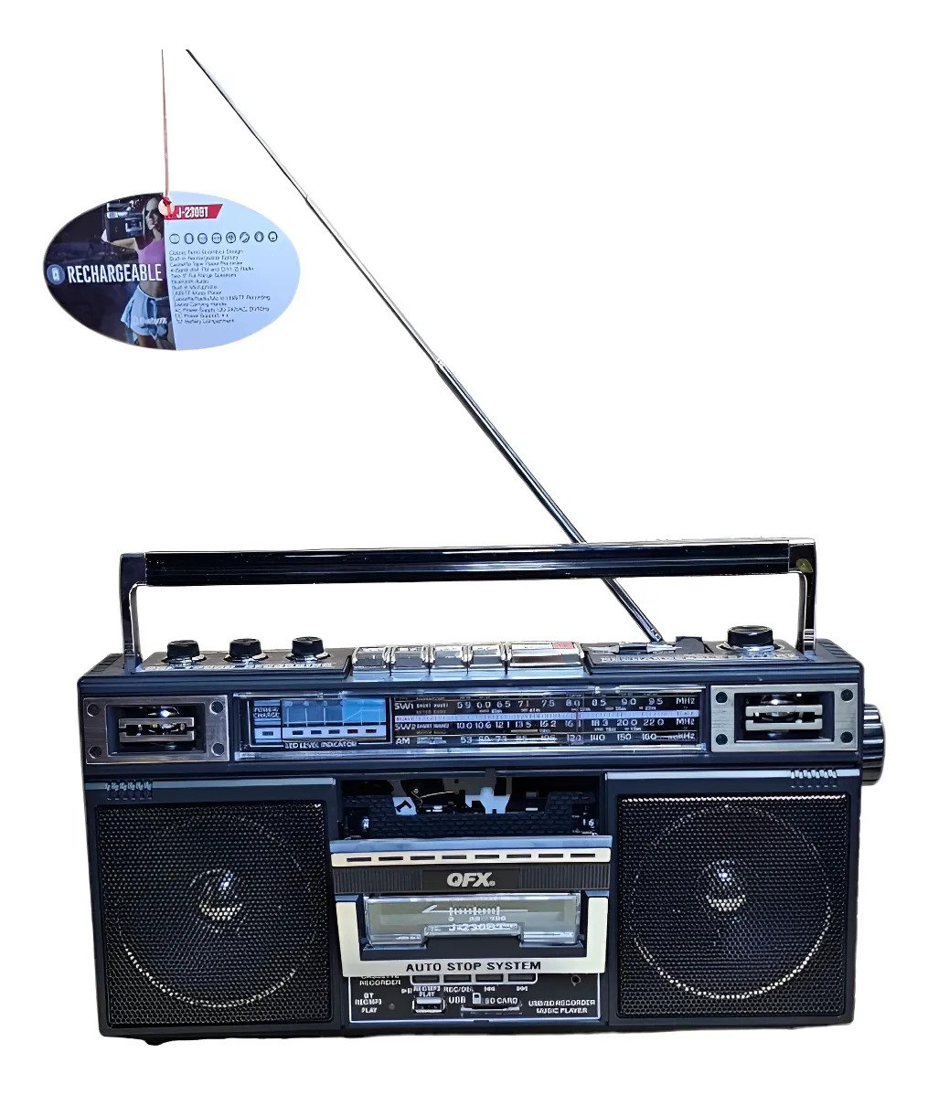 Grabadora Radio Am Fm Cassette Mp3 Usb Bluetooht Qfx J-220bt Color Negro