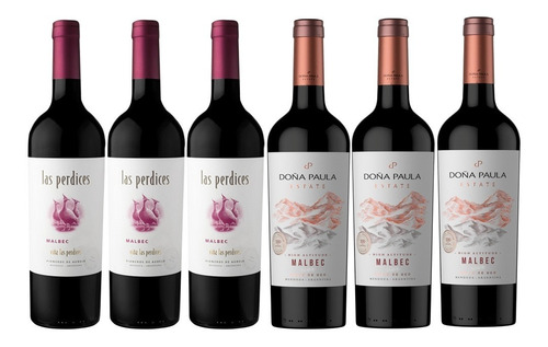 Vino Tinto Las Perdices + Doña Paula Malbec Premium Caja X6