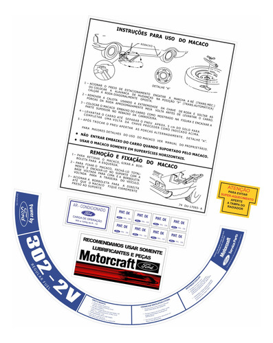 Adesivos Etiquetas De Advertência Kit Motor Ford Maverick 302-2v Et01 Frete Fixo Fgc