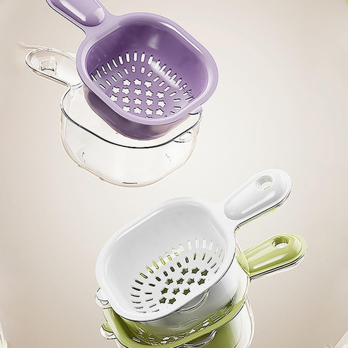 Cesta De Drenaje De Doble Capa For Cocina Con Asa, Colador