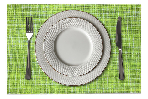 6 Jogo Americano Mesa Posta Luxo Impermeável Pvc Mz Rust Vr Cor M9 Verde Escuro Oliva Musgo Folha Claro Rustico Mz Retangular