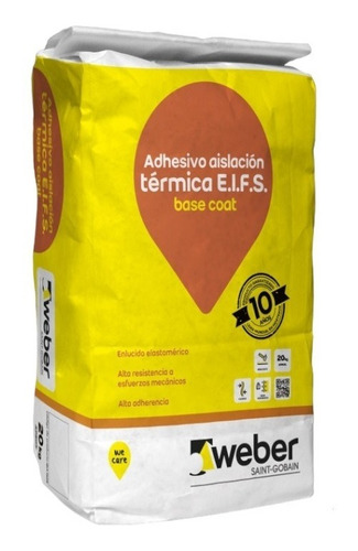 Adhesivo Weber Aislacion Termica Base Coat Saco 20 Kg Eifs