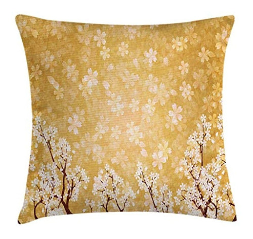 Ambesonne Floral Throw Pillow Funda De Cojín, Árboles Flores